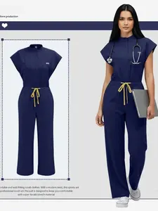 Ladies Medical Jumpsuit, Solid Color Slim Scrubs Outfit, High-End Workwear, for Hospital & Clinic Daily Use