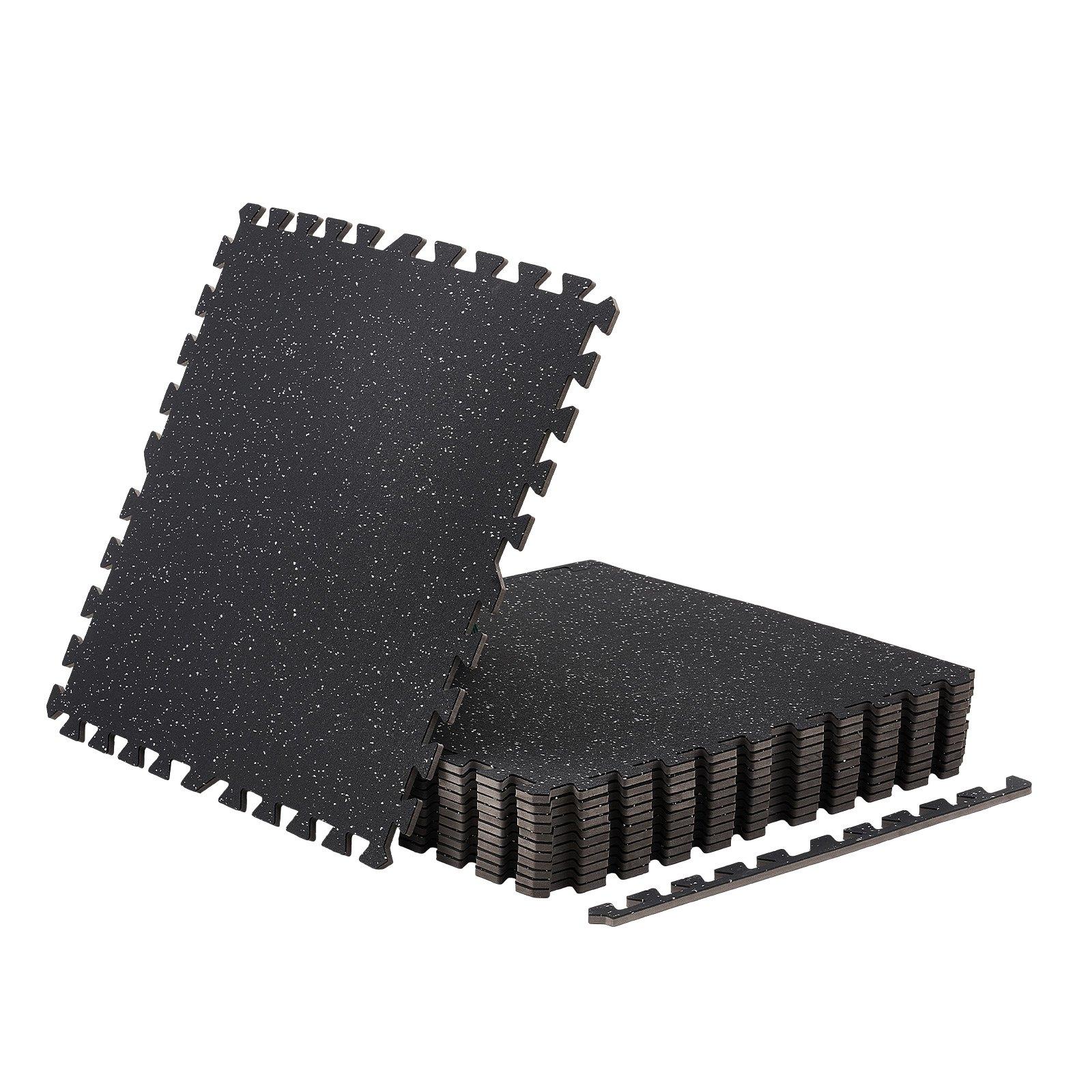 VEVOR Puzzle Exercise Mat, 12 PCS Fitness Equipment Mats, 24 x 24 x 0.4 in, High-Density EVA Foam Mats Set, Interlocking Rubber Soft Tiles, Protective Floor Padding with White Dots for Home Gym Office