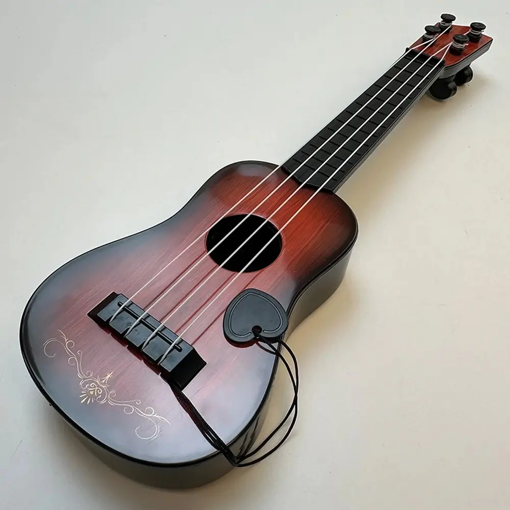 12.6 Inch Kids Guitar Toy, Simulated Ukulele Musical Instrument Toy With Paddles, Beginner Play Music Educational Toy For Children Birthday Gift