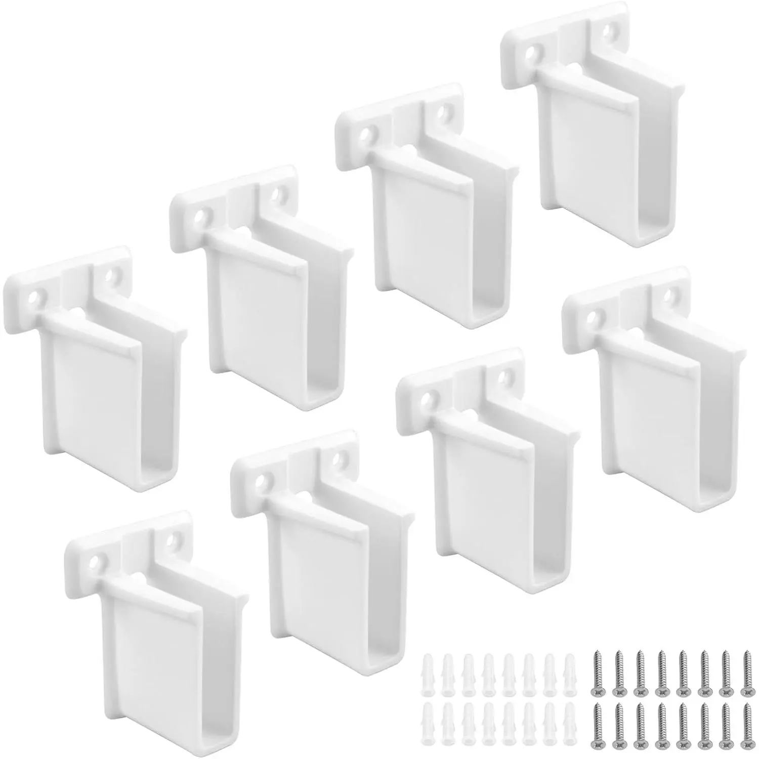 8 count Wire Shelf End Bracket, White Wall Mount Closet Shelves Brackets, Wire Shelf Corner Support Bracket with Screws & Expansion Anchors for Shelves Closet
