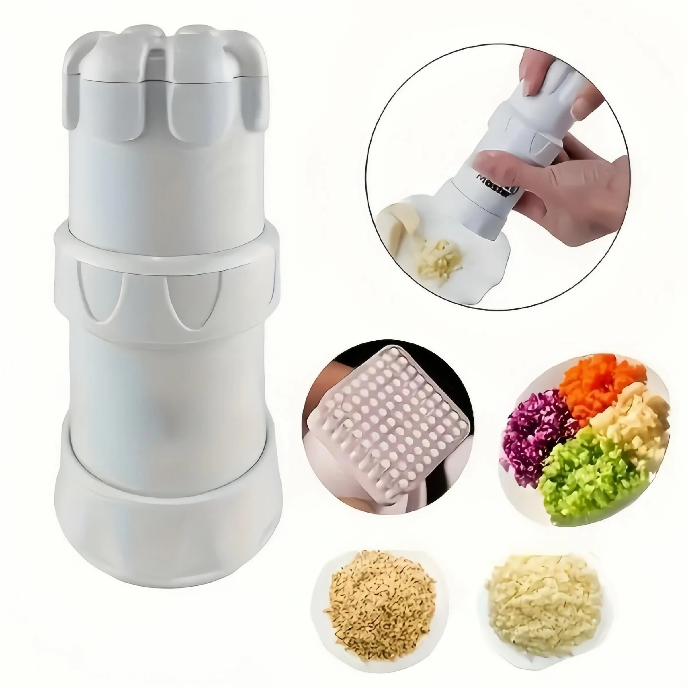 Multifunctional Garlic Press, Plastic Garlic Crusher, Washable Garlic Grinder, Kitchen Tool, Garlic Peeler, Garlic Chopper, Grater