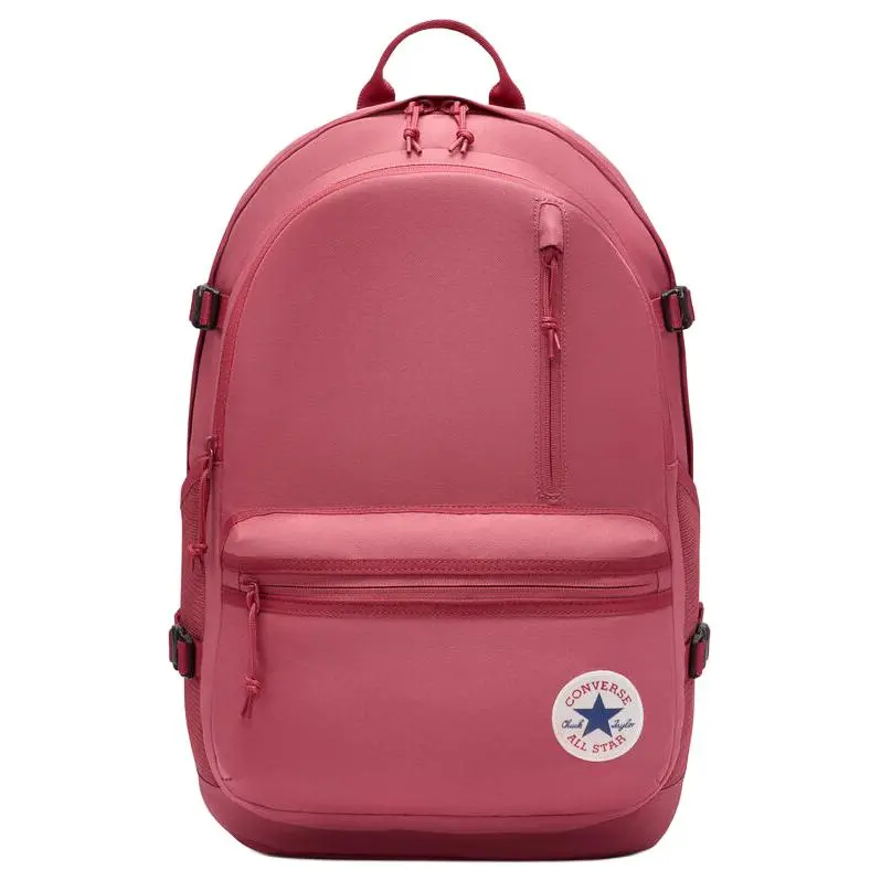Converse Straight Edge Polyester Backpack for Men and Women, Sporty Zippered Style in Pink
