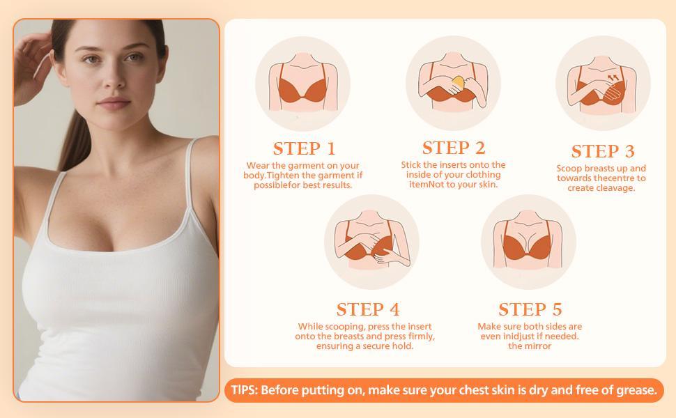 Sticky Bra Inserts Push Up for Women Reusable Stick Bra Double Sided Strapless Waterproof Adhesive Bra Pads