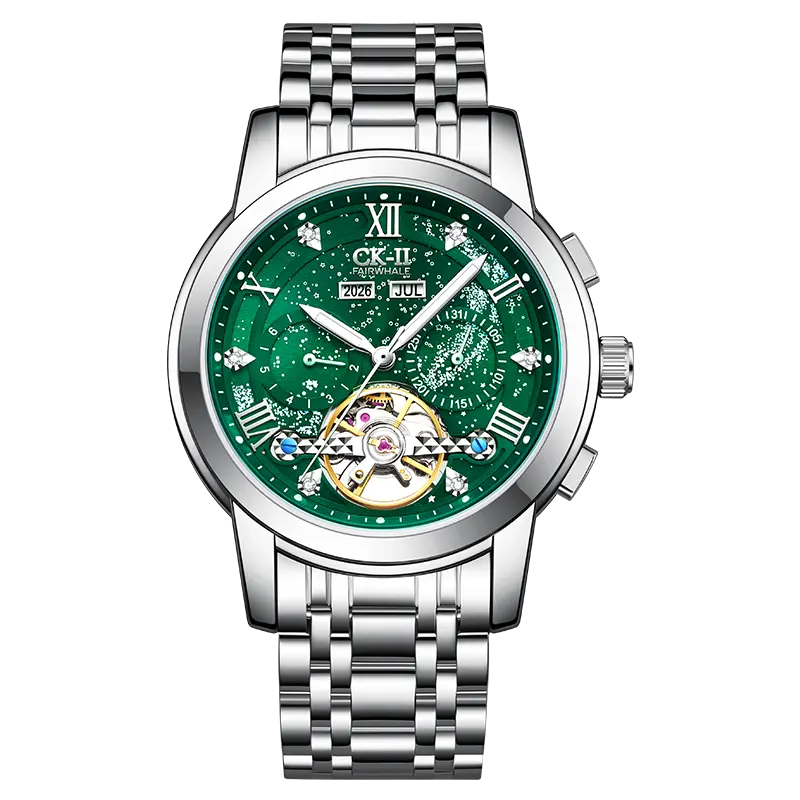 Mark Fairwhale Automatic Mechanical Men Watch FW-6055 Luxury Starry Luminous Dial Tourbillon Calendar Fashion Watch for man