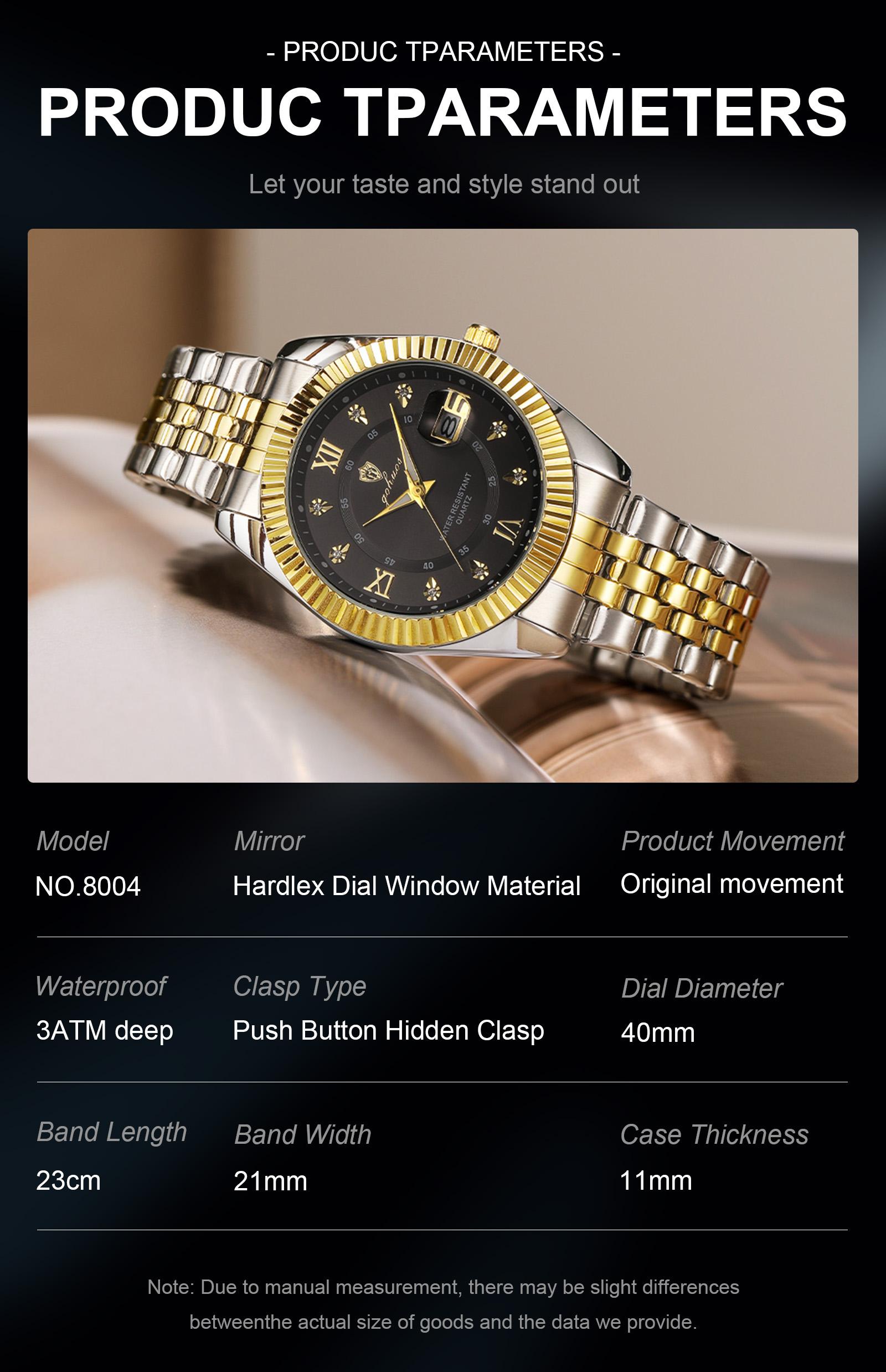 GOHUOS Spring Style Upgrade: Timeless Men’s Watches Men's Classic Luxury Quartz Watch with Diamond Accents, Date Display, Stainless Steel Strap, 3ATM Water Resistance, Elegant Log-Style Design, Perfect Gift for Him