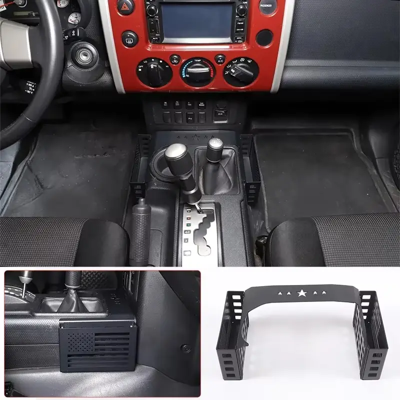 For 2007-2021 Toyota FJ Cruiser Aluminum alloy black Car Center console gears storage baskets on both sides Car accessories LHD