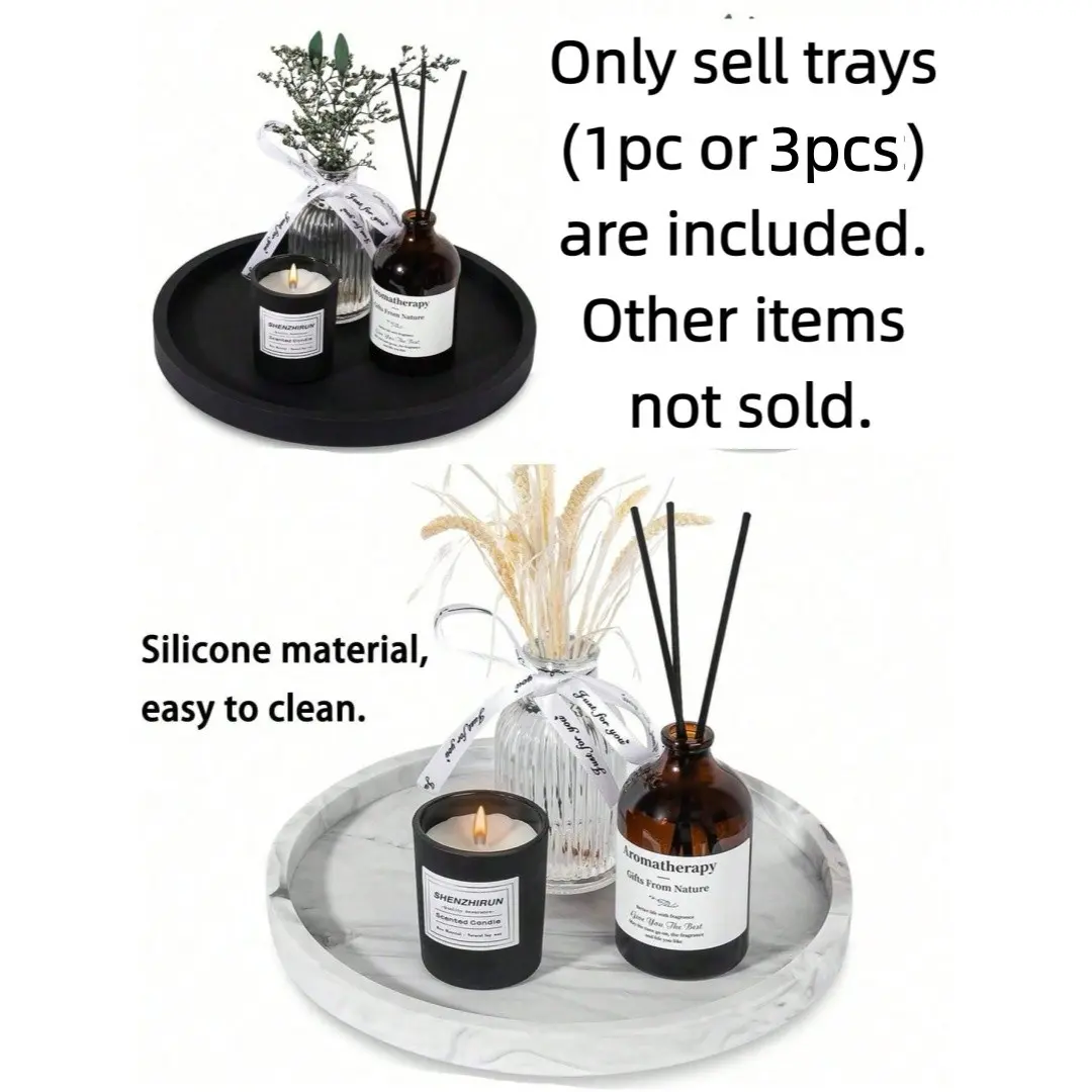 1pc/3pcs Round Marble Texture Storage Tray, Easy to Clean, Multi-Scene Organizer, Jewelry/incense/clothing Storage, Home Decor Gift, Portable Home Use