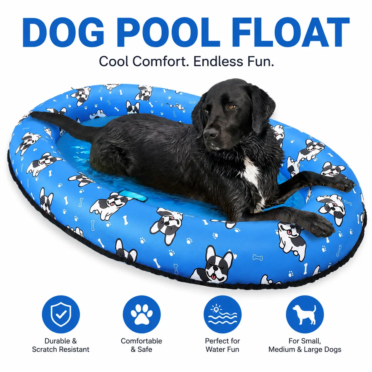 Inflatable Dog Pool Float Raft for Small Medium Large Dogs, Scratch Resistant Dog Floats for Swimming, Summer Water Toy for Pool Beach Lake River