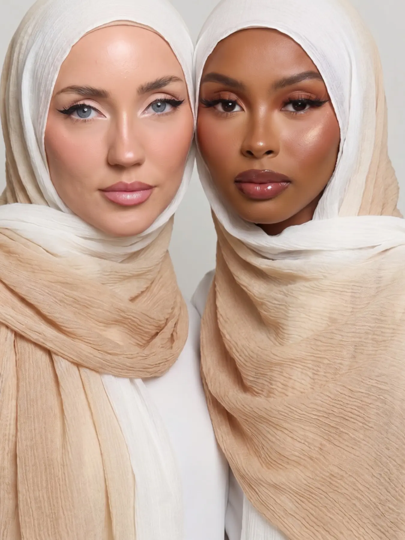 Women's Light Milk Tea Gradient Fringe Pleated Headscarf, Breathable Soft Polyester Scarf, Versatile Long Wrap for Outdoor Use