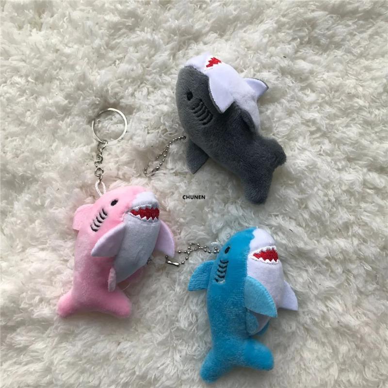 Kawaii Colorful Shark Plush Keychain Soft Stuffed Doll Backpack Pendant Gift