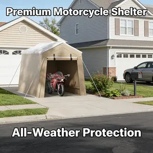 LH-Camping Tent UV Protection Mosquito Proof Large Size Durable Long Lasting For Family , Durable & Versatile ConstructionPortable Garage with Removable Sidewalls & Doors, Car Canopy All-Season Tarp for Car Boat Truck MotorcycleKhaki&Grey