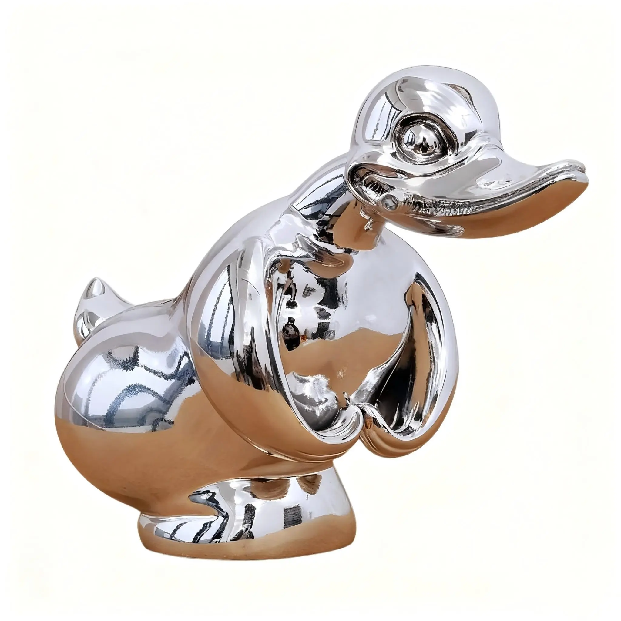 Angry Duck Hood Ornament, 3D Chrome Metal Car Hood Decoration, Electroplated Silver Color, Polished High Gloss, Suitable for Cars, Desks, Cabinets, Bars