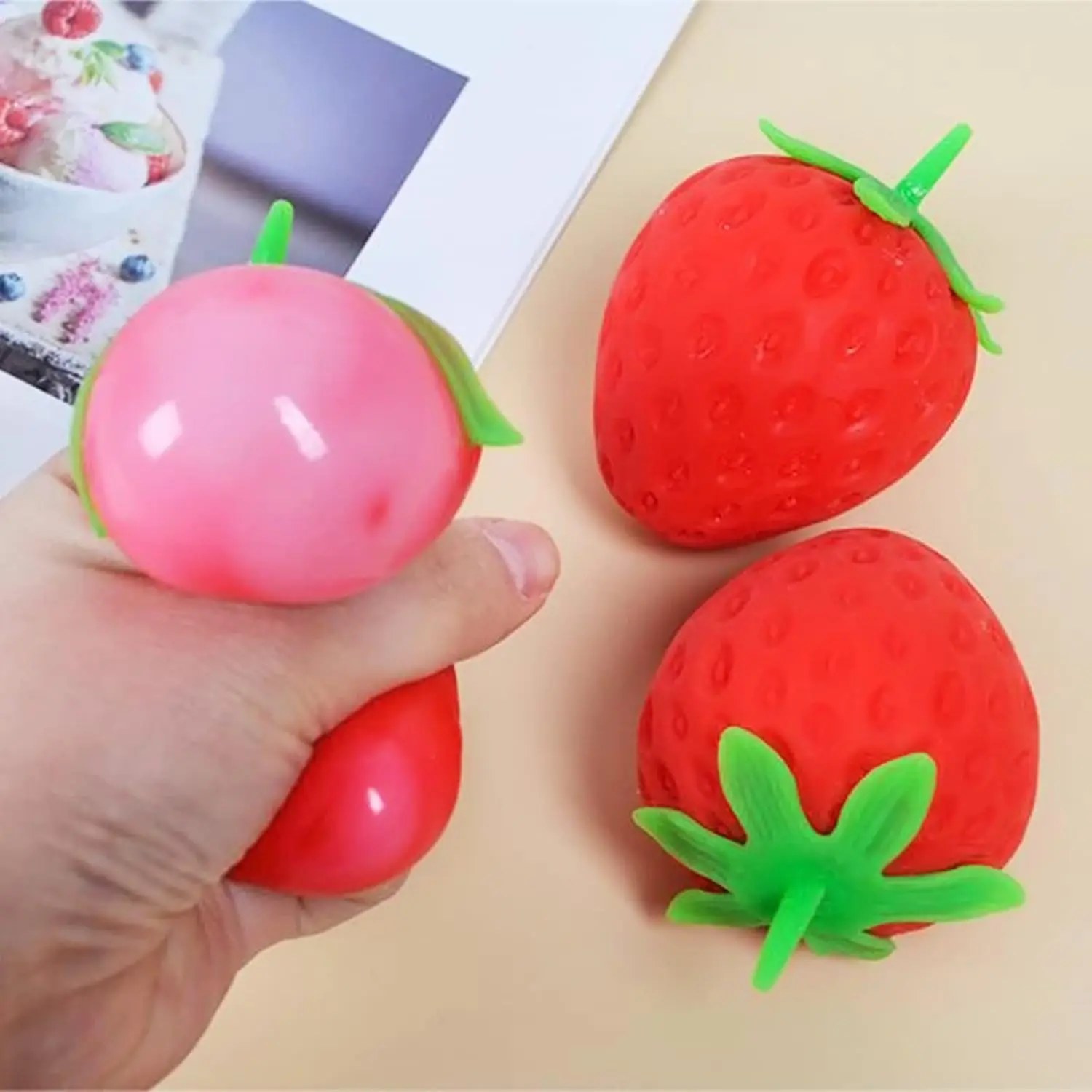 Strawberry Squishy - Squeeze Strawberry Slow-Rise Ball, Stress & Anxiety Relief Toy, Indoor Leisure Party Favor, Squeeze Strawberry Squishy