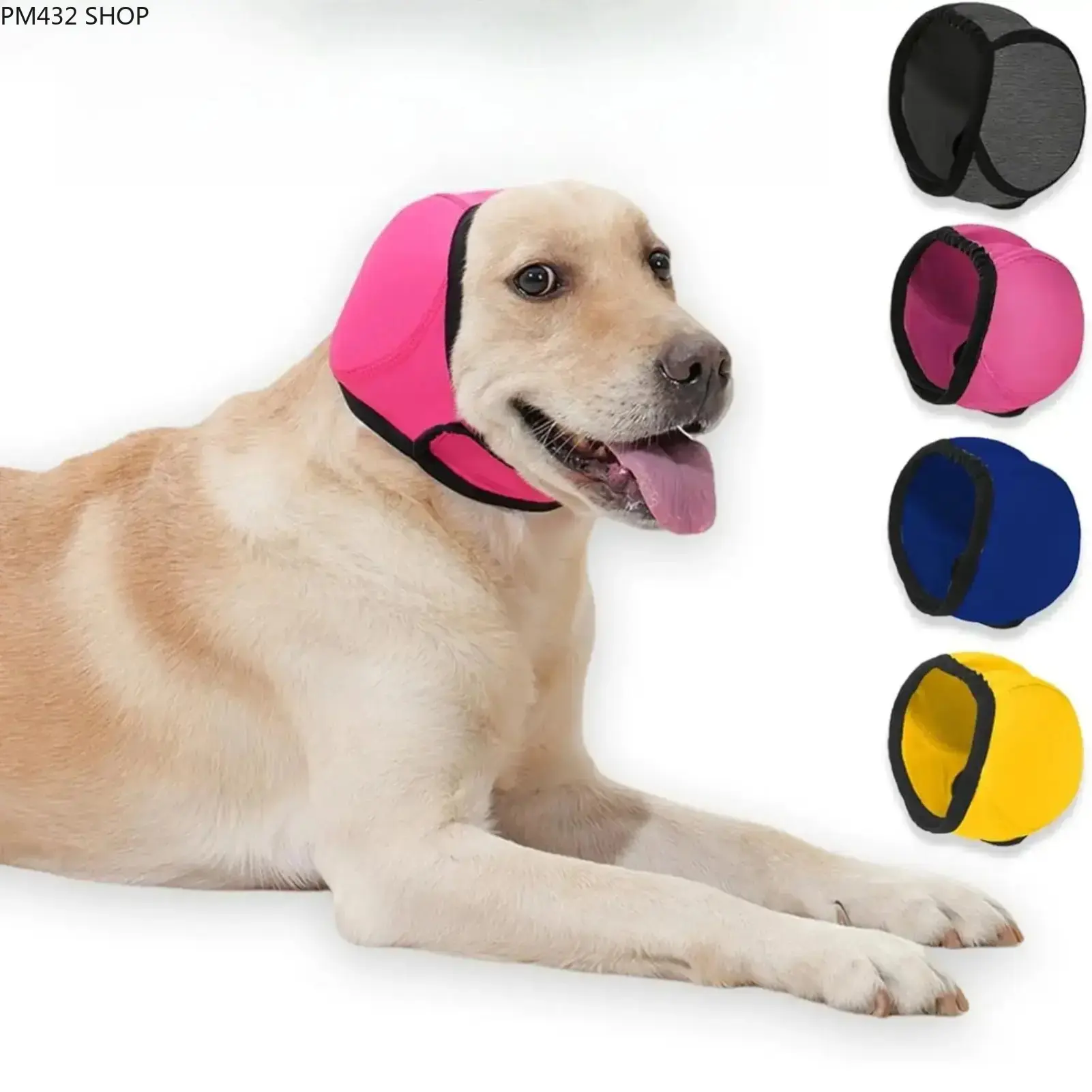 Soft Pet Ear Muffs & Calming Hood – Windproof & Debris-Proof Head Wrap for Dogs & Cats, Cozy Anxiety-Reducing Protective Accessory for Bathing, Swimming, Grooming & Outdoor Activities