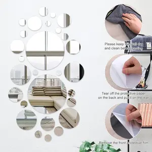 26/52pcs Mirror Wall Stickers with Removeable Anti-Shatter Acrylic Material, Circular Mirror Decals for Home, Living Room, and Bedroom Decor