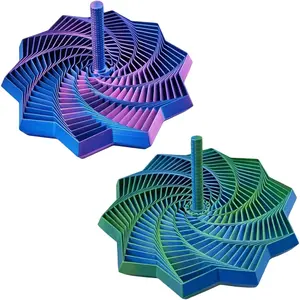 2Pcs 3D Printed Expanded Sensory Fidget Star, Expandable 4.3 Inch Fractal Fidget Hexagon with Handles, Colorful Whirling Spiral Design, Ideal for Office Stress Relieffidget toys