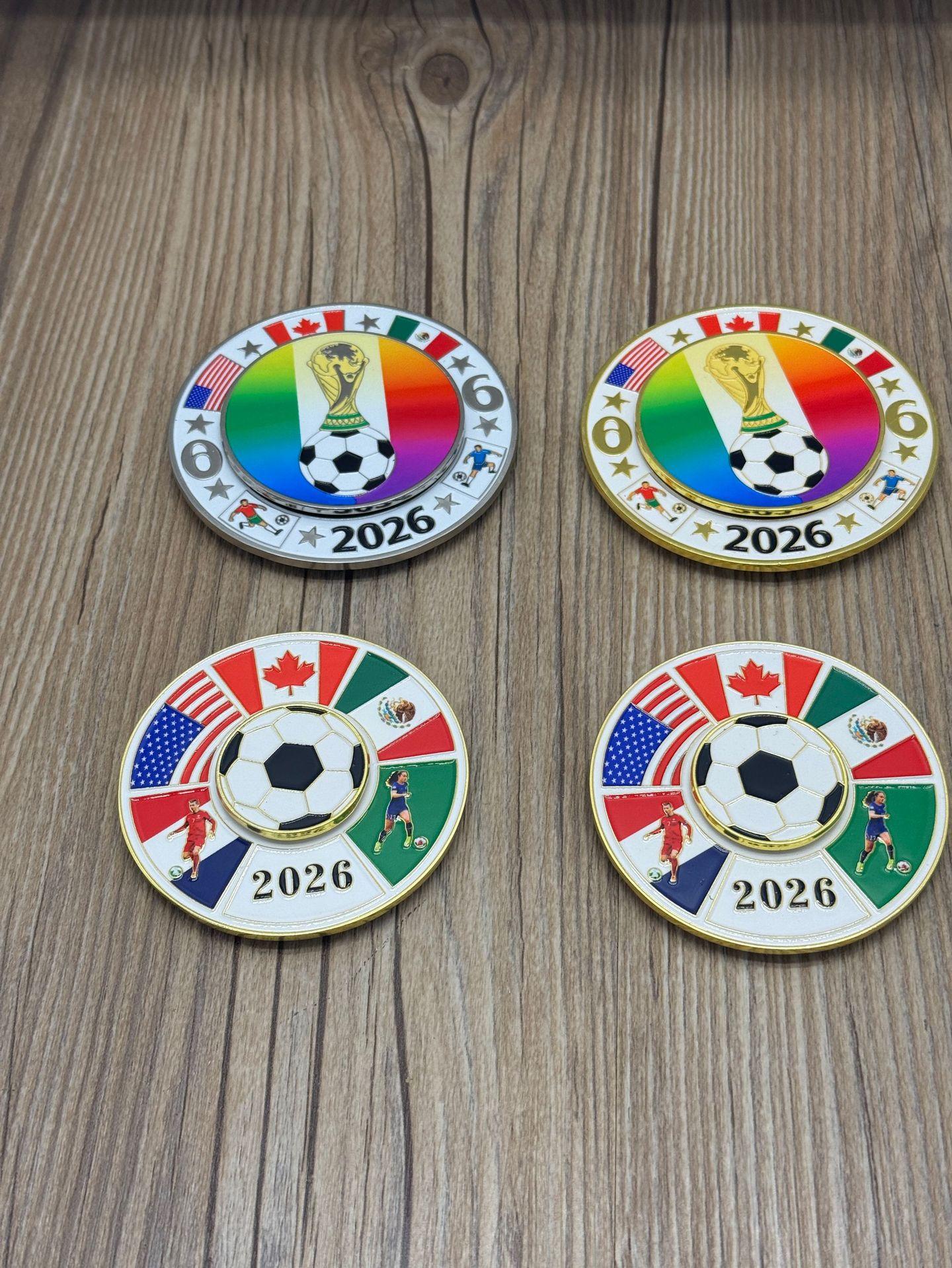 2026 Cross-border Magnetic Refrigerator Magnets (Metal Material) - Rotatable FIFA World Cup North America