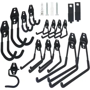 16 Pack Garage Storage Hook Anti-Slip Coating Heavy Duty Wall Mount Hooks for Hanging Bikes, Ladder, Garden Power Tools