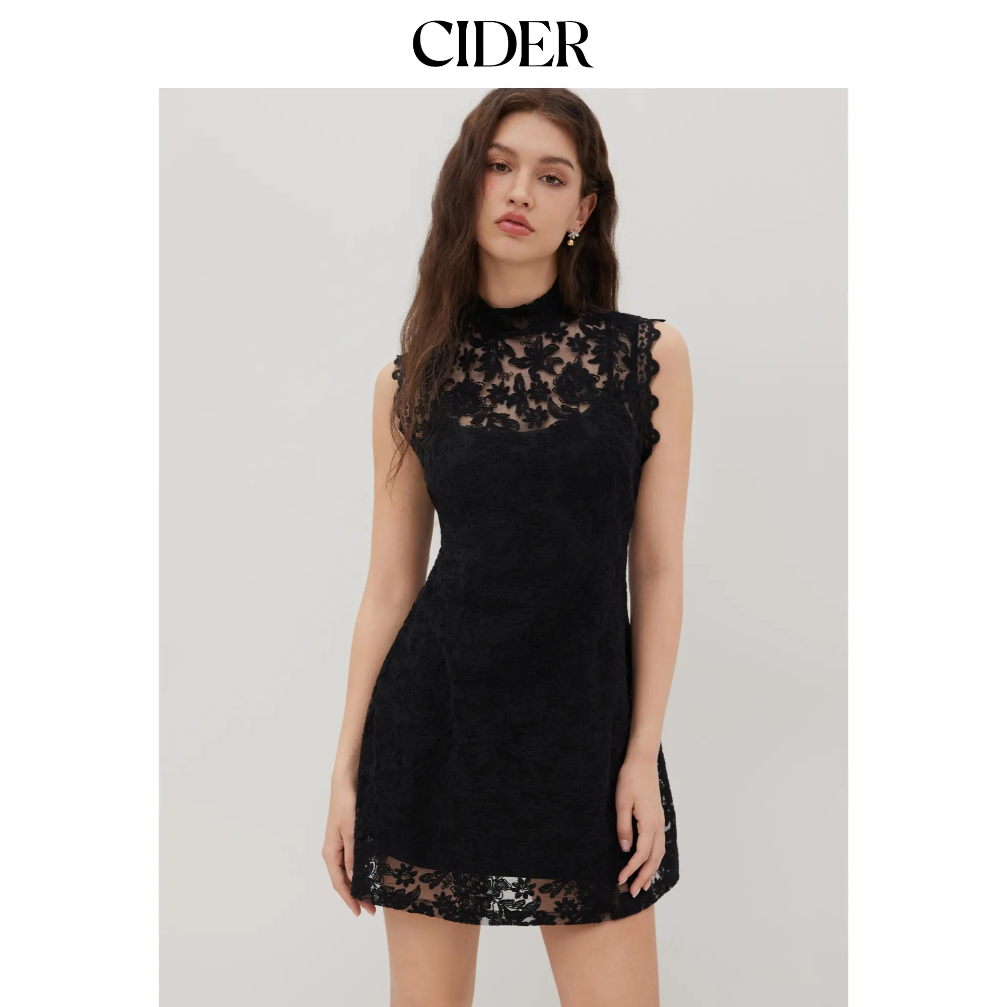 Cider Lace High Neck Mini Dress SummerFinds