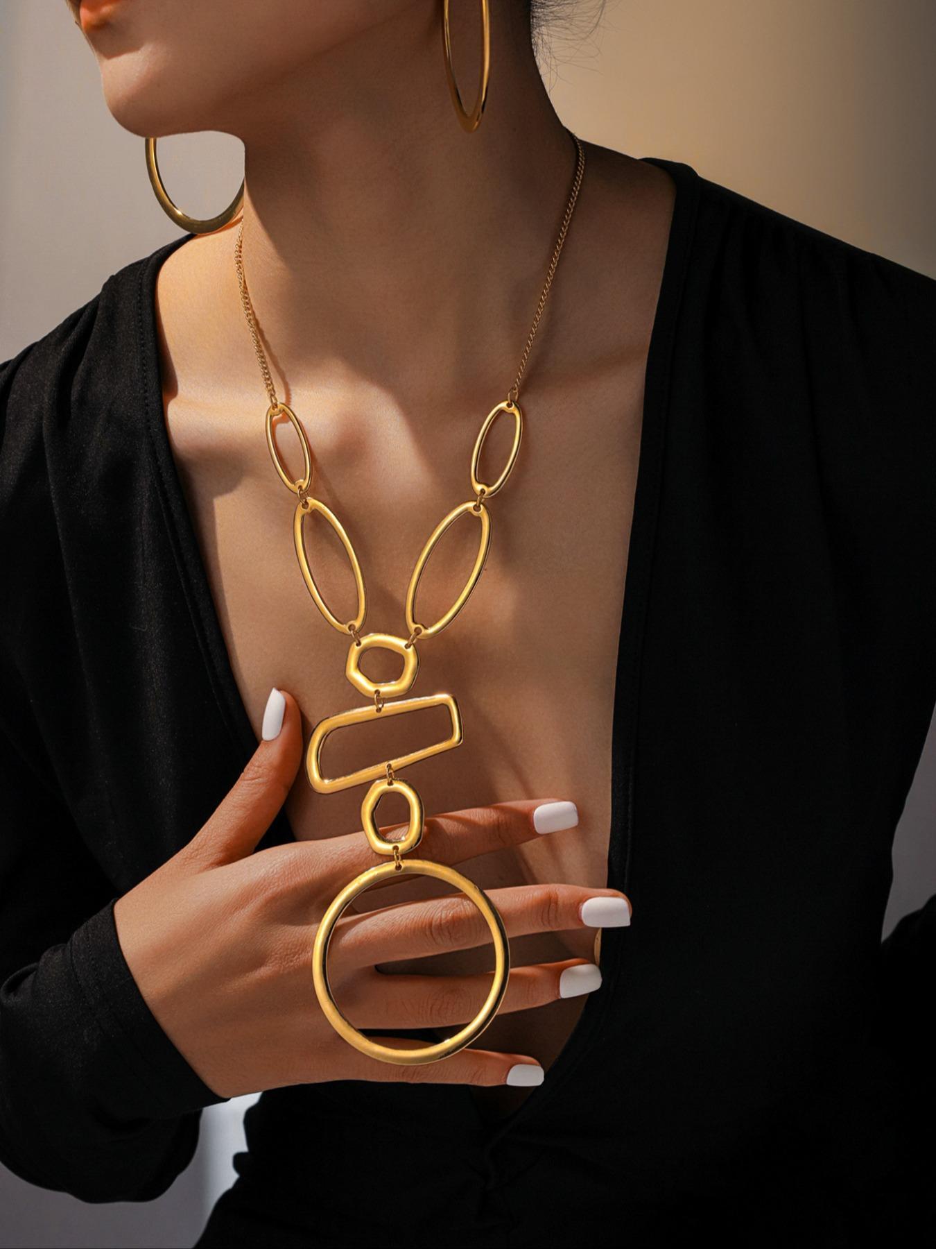 Women's Elegant Hollow Out Design Necklace & Earrings, Boho Style Jewelry Set for Party, Daily Decor, Trendy All-match & Exquisite Jewelry for Birthday Gift, Fashionable Jewelry Set