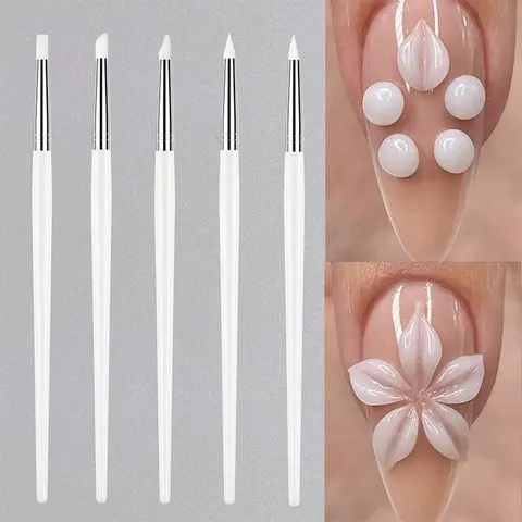 5-Piece Silicone Nail Art Carving Pen Set, Multifunctional Embossing & Engraving DIY Tool Kit, Nail Design Kit, Crafts, Easy Clean, Salon-Quality, Ideal for Beginners & Artists