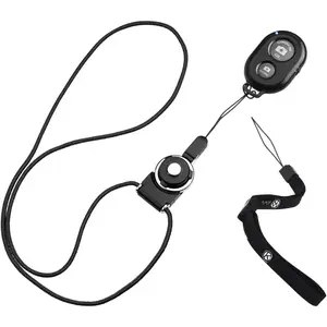 Camera Shutter Remote Control With ®  Technology, Black - Wrist Strap + Lanyard (Detachable Ring Mount) - Capture Pictures/Video Wirelessly up to 30 ft (10 m)  /Android