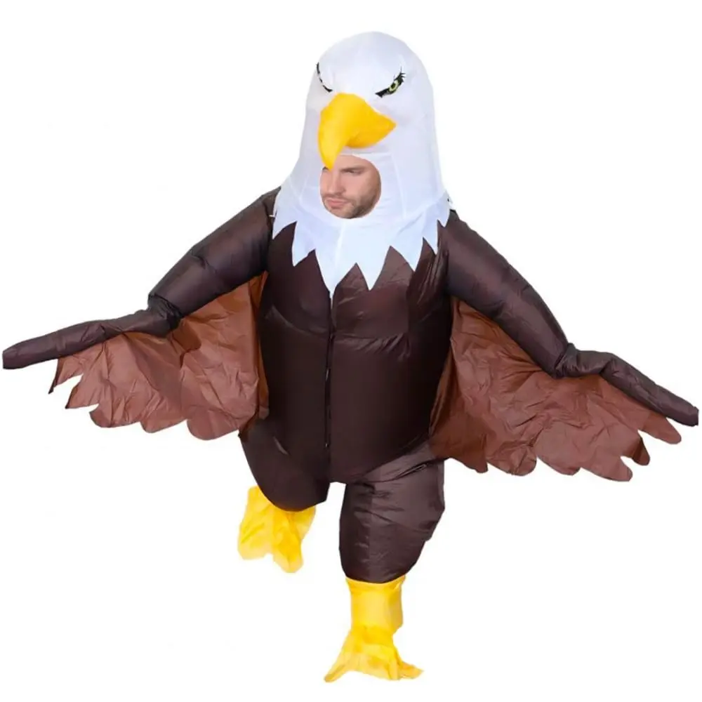 Adult Inflatable Bald Eagle Costume, Fun Independence Day Parade Patriotic Theme Set, Inflatable Hawk Mascot Clothing, Novelty