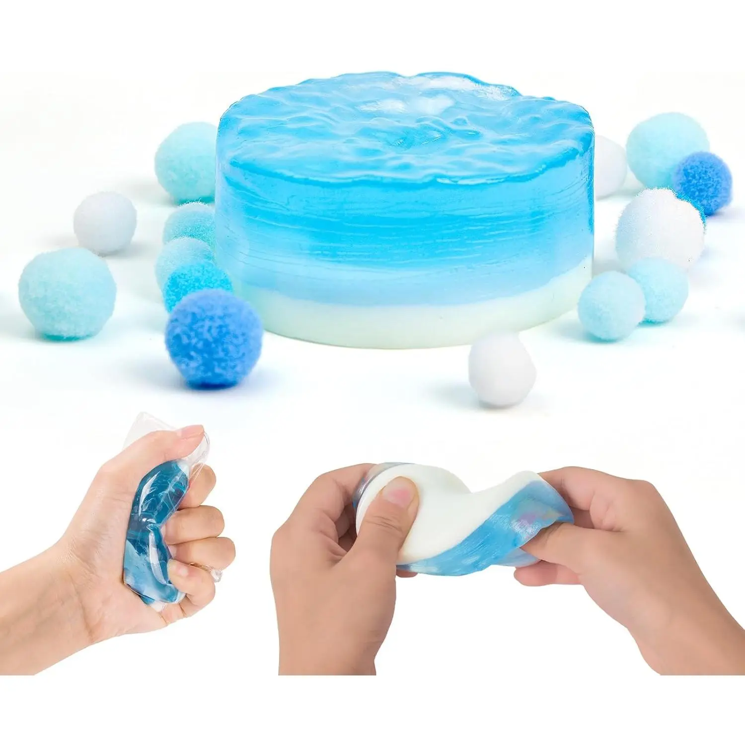 Taba Fidget Squeeze Toys, Ice Cube Stress Balls for Adults Kids, Soft Taba Squishy Stress Relief Toys, Squishies Cube Sensory Toys, Fun Unique Design Party Favors Gifts (Circle)