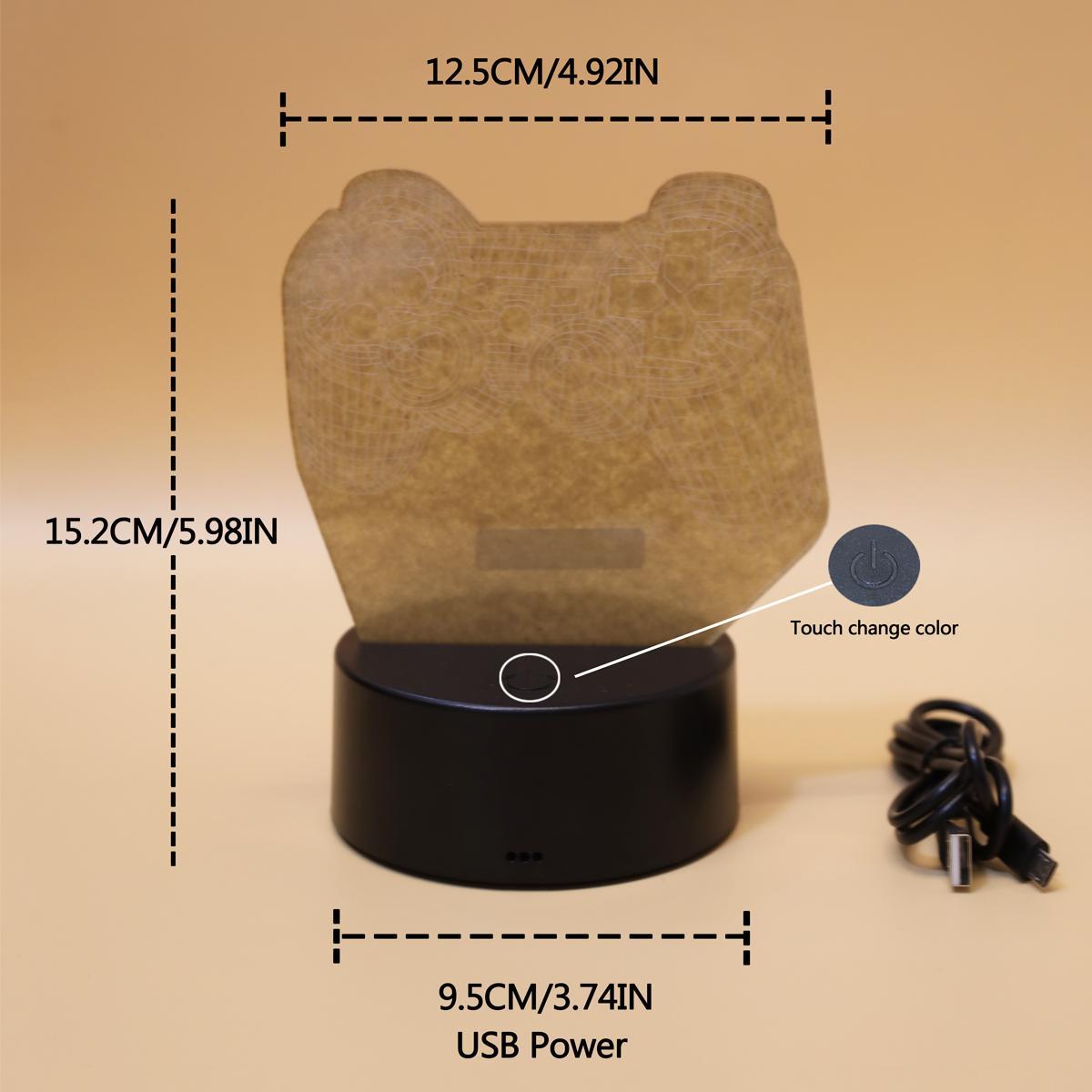 LED Game Controller Night Light As Men's Gift Ideas, 3D Illusion Lamp, Gamepad Night Light, Led Mood Light, Multicolor Touch Sensor Lamp for Bedroom Desk Lamp for Home Decor