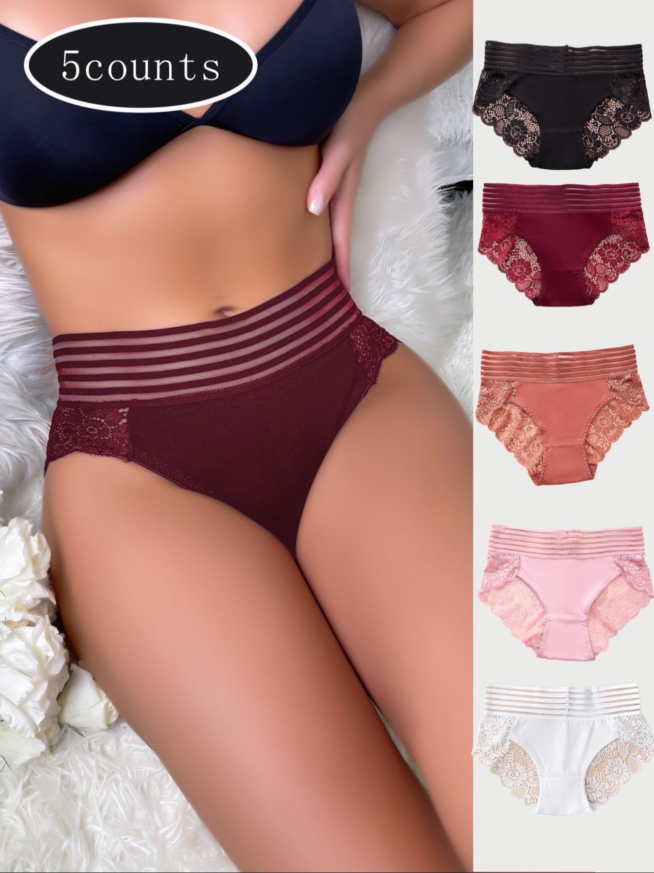 5-Pack Women's Sexy Lace Multicolor Triangle Panties, Underwear, Comfortable, Breathable and Fitted, Perfect for Dating and Travel, Fashion Panties