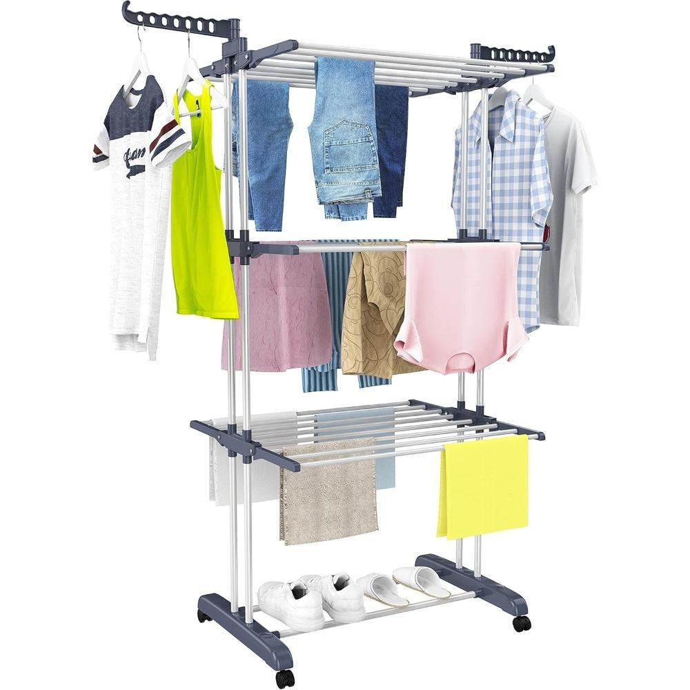 4-Tier Foldable Laundry Drying Rack with Wheels, Space-Saving Rolling Clothes Airer for Apartment, Balcony & Dorm 4-Tier Foldable Laundry Drying Rack with Wheels, Space-Saving Rolling Clothes Airer for Apartment, Balcony & Dorm