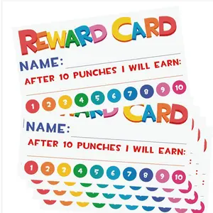 50 Reward Punch Cards for Classroom Student Behavior Rewards, Business Loyalty Cards, Cute Motivational Cards for Home Use