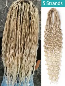 24-Inch Synthetic Braided Hair Extensions, Dual-Ended Natural Curly Boho Braid Hair, Multiple Colors, Perfect for Daily Use and Parties, Curled Hair Extensions