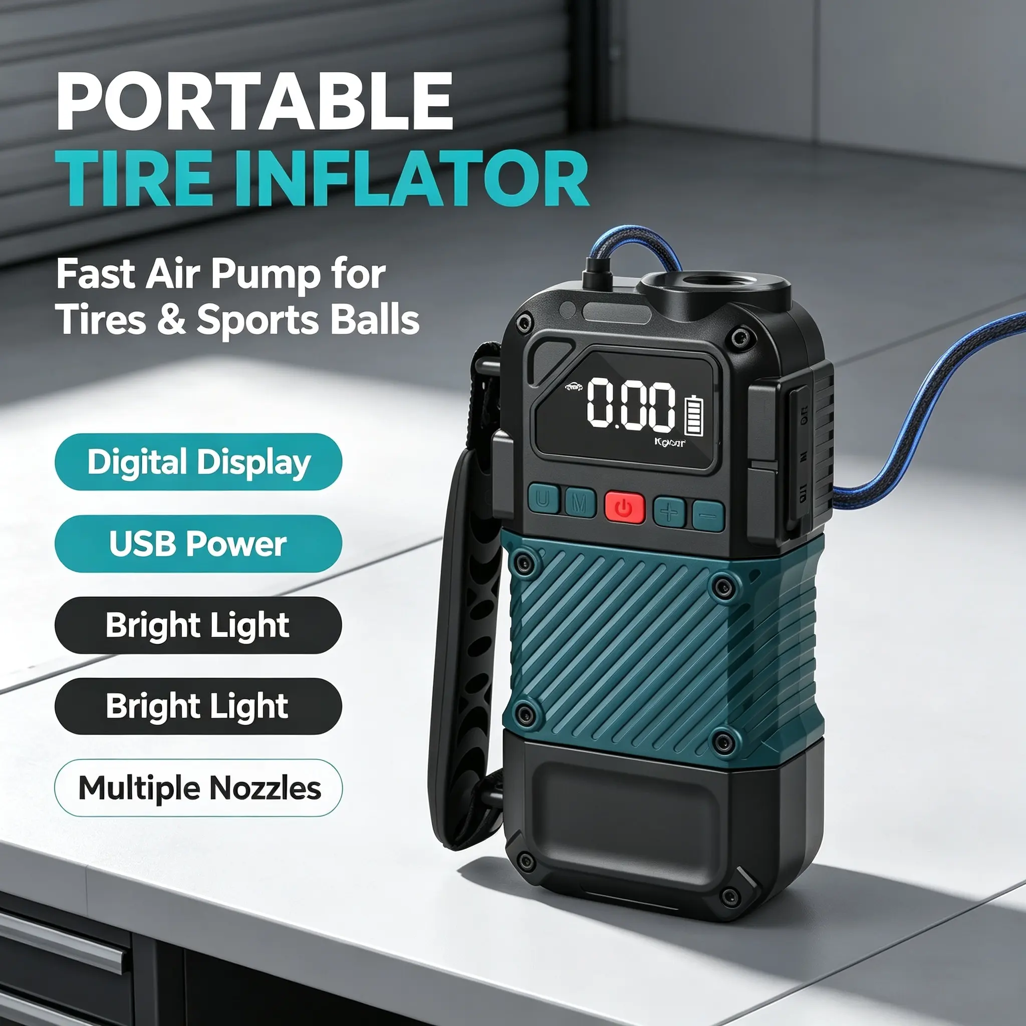 Multifunctional mini air compressor, portable air pump, compressor and inflator/portable compressor, 6000A