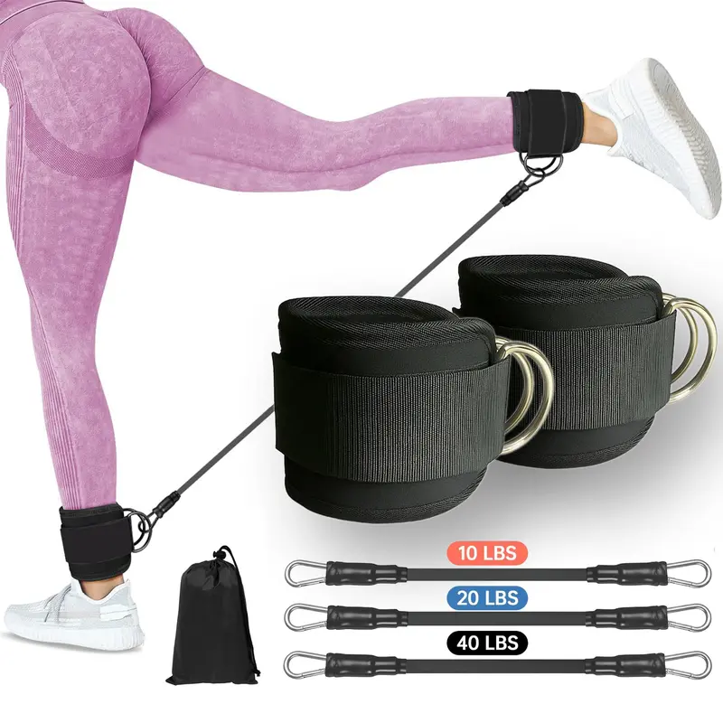 Ankle Resistance Band Set, 6 Counts Ankle Strap With Elastic Band, Sports Ankle Strap for Leg and Hip Training, Fitness Equipment For Home Gym, Workout Band