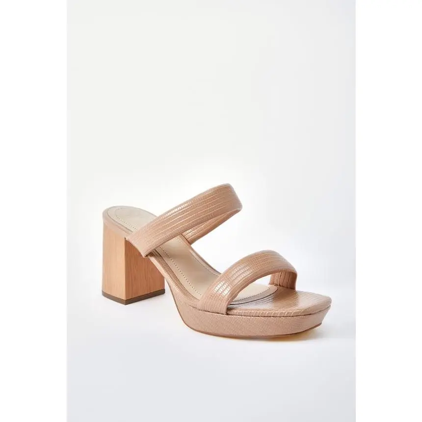Women's Mules with 3.25in Heel, Elevated Detailed Lizard Embossed Faux Leather, Open Toe Summer Walking Shoes, Stylish Footwear for Weekend Brunch, Chunky, Design, Heels For Women, Slip-On