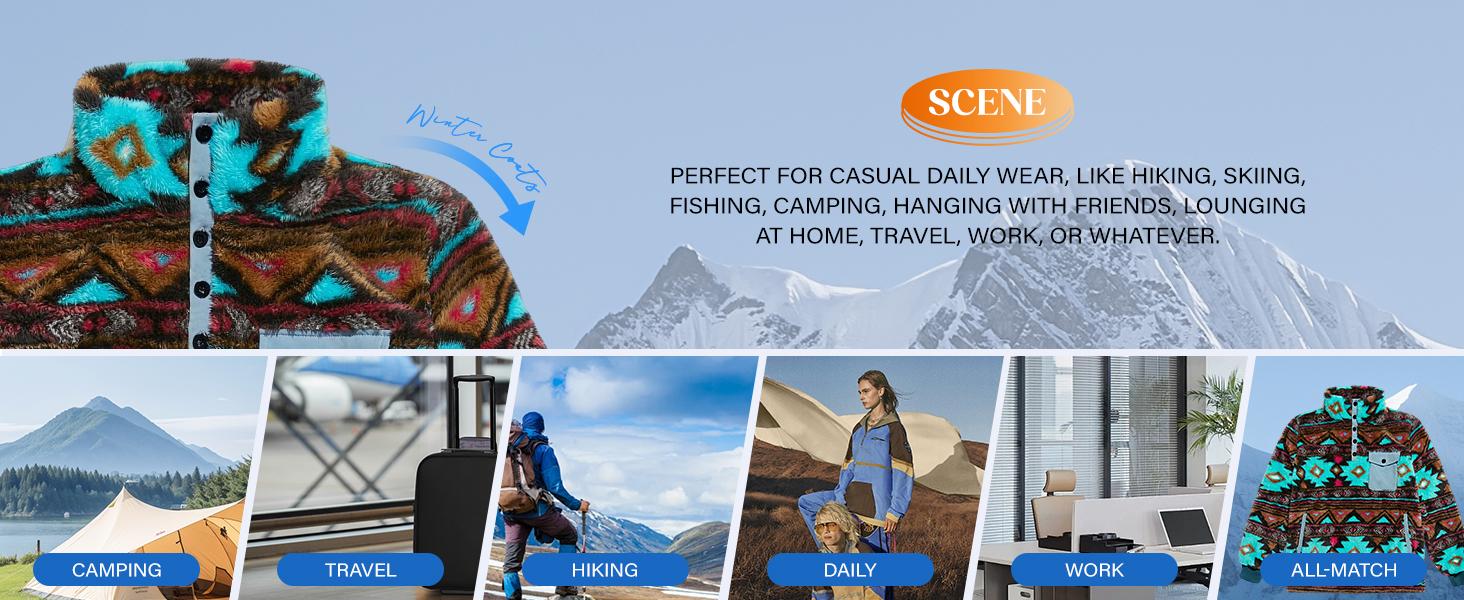 【Christmas Sale】PASLTER Mens Christmas Aztec Fleece Jackets Fuzzy Sherpa Pullover Sweatshirts Winter Coats Western Vintage Sweaters with Pocket