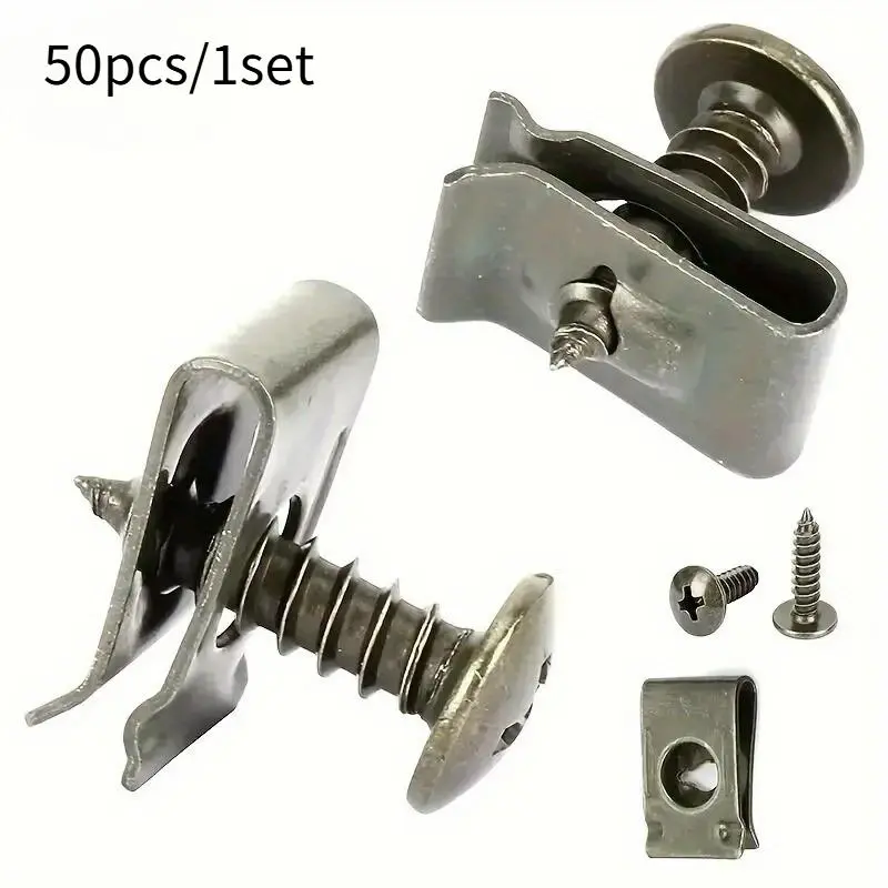 Car Screw Fastener Base U Clip Modification Metal Fender Bumper Protection Clamp Car Fasteners Self-tapping Screw Clips.