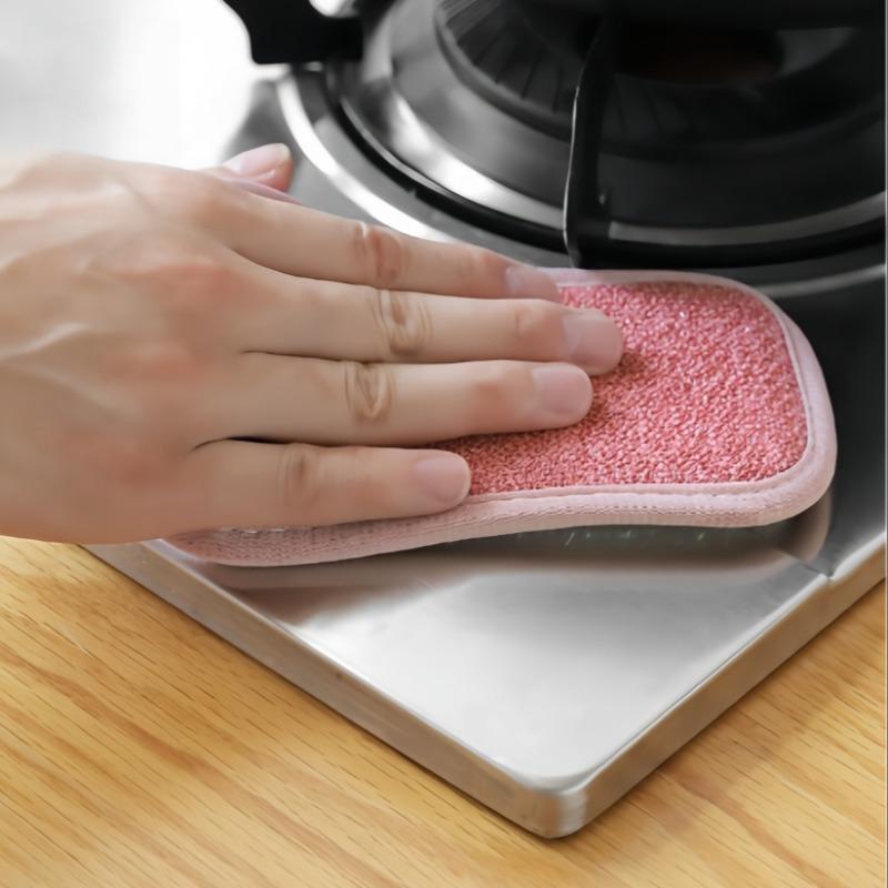 3pcs Non-Stick Bamboo Fiber Sponge Dish Cloth, Multi-Functional Kitchen Scrubbing Pads, Double-Sided Cleaning Mats for Home Use