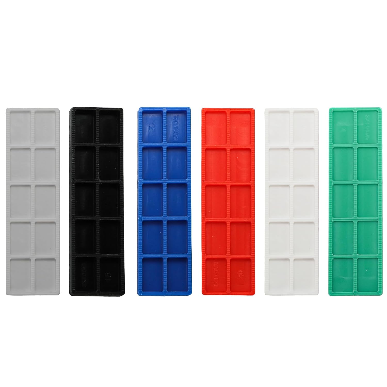 300 count Plastic Flat Shims for Leveling, 6 Size Structural Tile Composite Shims for  Improvement, 3/64, 5/64, 1/8, 5/32, 13/64, 15/64 Inch, Grey, Green, White, Red, Blue, Black