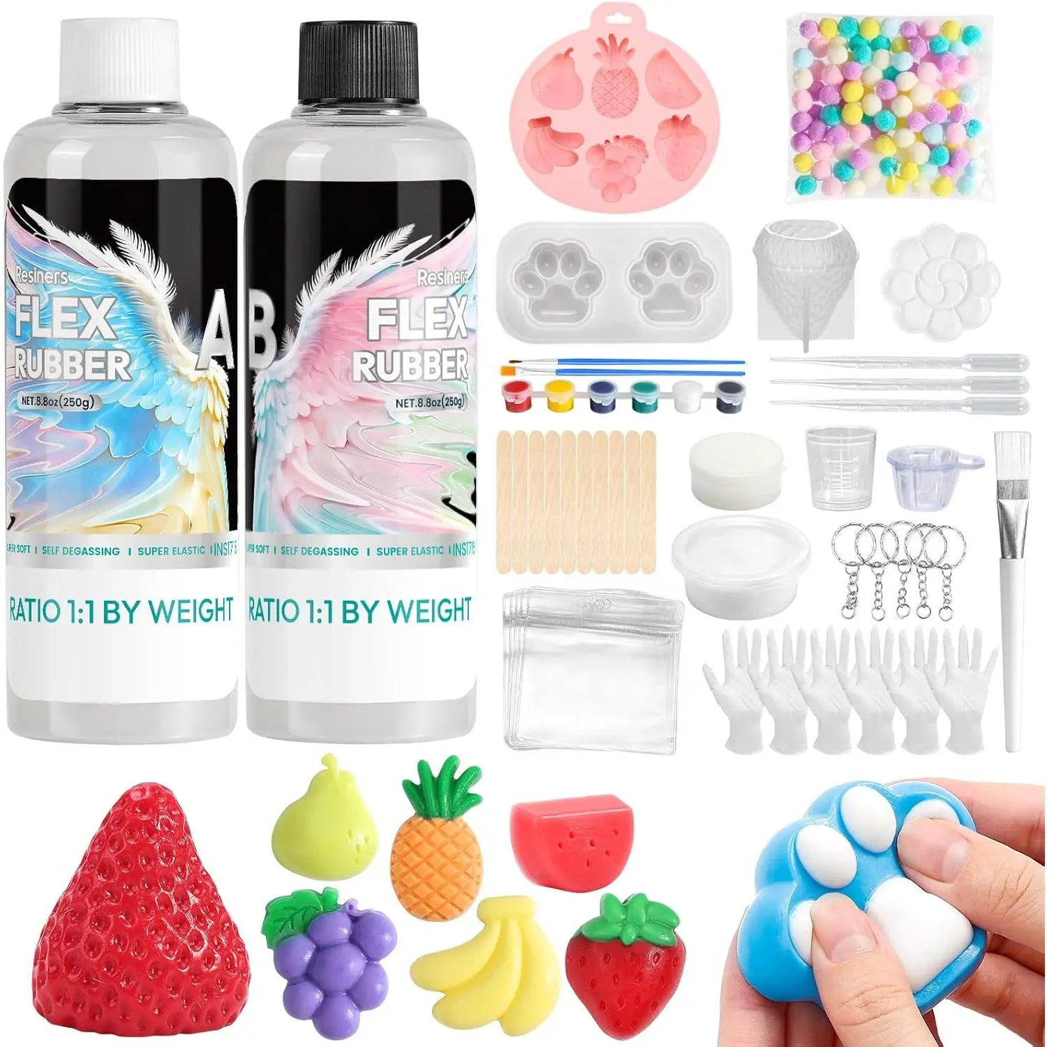 32oz Taba Squishy Kit for Stress Relief Gift Entertainment | 1:1 Ab Squishies Gel Set, With Molds, Make Your Own, for Beginner & Adults