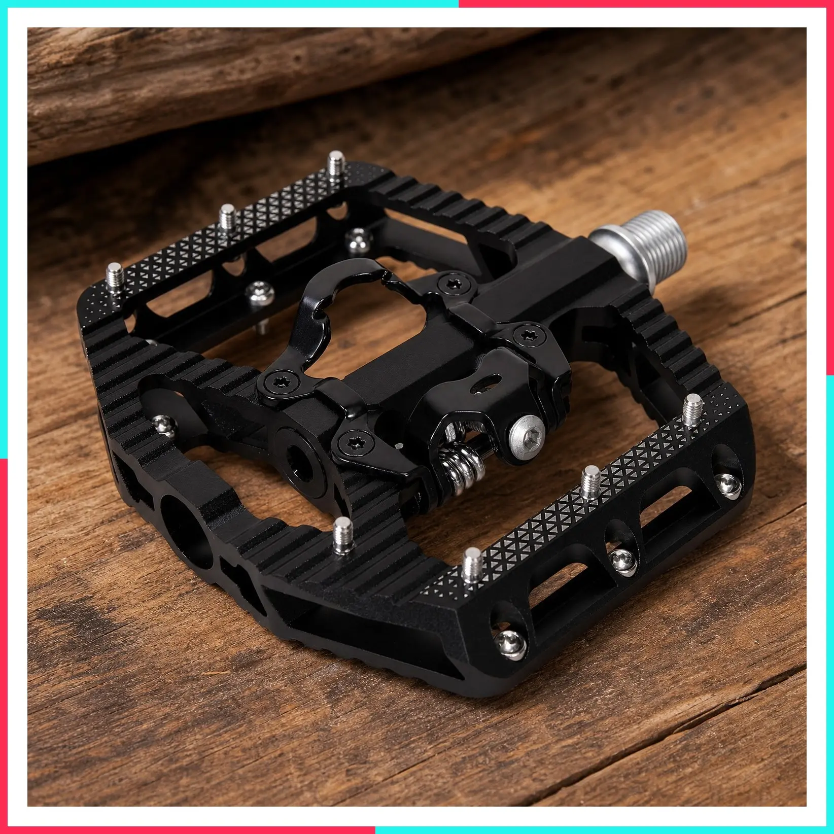 MTB Mountain Bike Pedals 3 Bearing Flat Platform Compatible with SPD, Dual Function Sealed Clipless Aluminum 9/16" Pedals with Cleats for Road