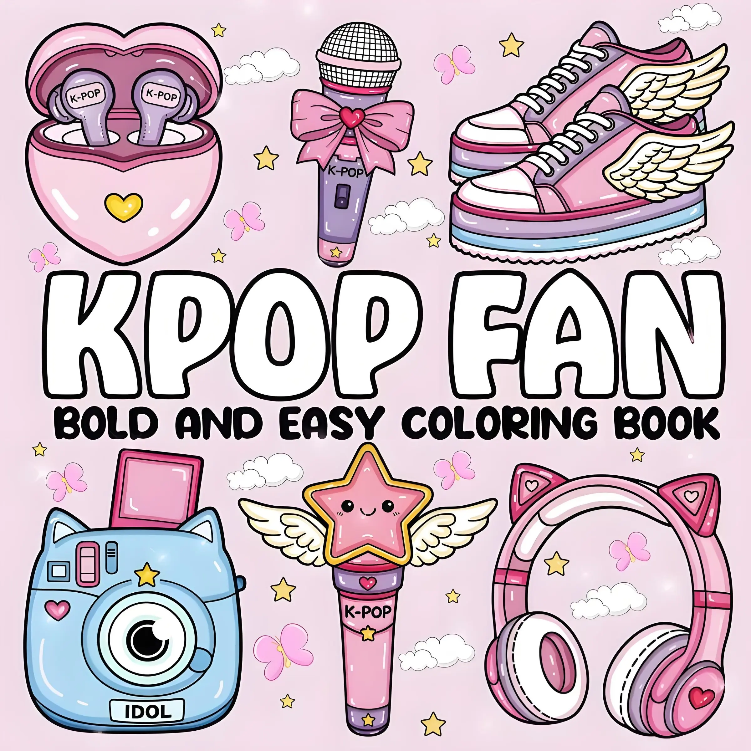 Kpop Fan Bold And Easy Coloring Book, Cute Idol Merch ASMR Stress Relief Adult Coloring Pages For Kpop Fans,Fun, Cute & Simple K-Pop Inspired Designs for Relaxation, Stress Relief, and Creative Fans of All Ages,School-starting gifts and holiday gifts