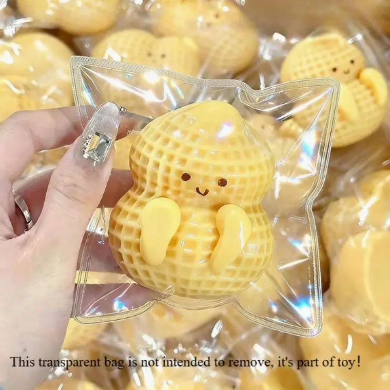 Home Simulation Food Toy, Squishy Peanut Shaped Decompression Squeeze Toy, Cute Q-Bounce Feet, Stretchable, Fun Stress Relief, Trending Squishy