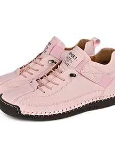 Women's Handmade Casual Loafers, Retro Lazy Shoe, Round Toe, Rubber Sole, PU Upper, Elastic Strap Closure, All Seasons
