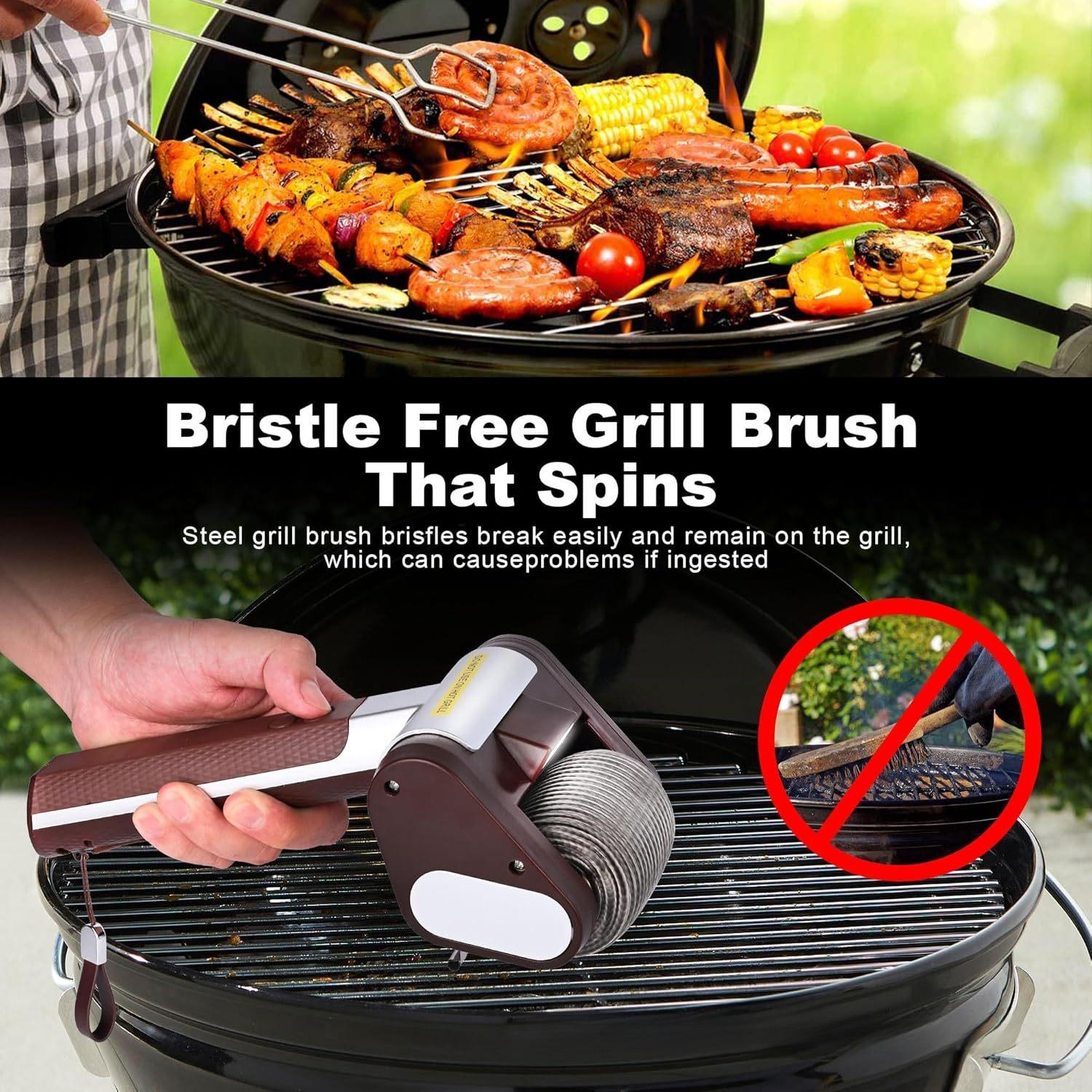 Outdoor Barbecue Grill Special Barbecue Brush with Led Lighting, Electric Cleaning Brush, Stainless Steel Roller, Anti-Scalding, Wholesale Cordless High-Torque Impact Drill