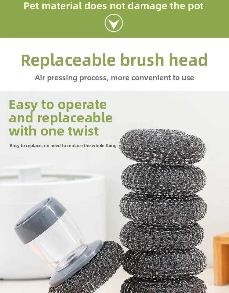 Automatic Liquid Dispensing Dish Brush Squeegee for Kitchen Non-Scratch Scrubber Pressurized Cleaning Brush for Pots Pans Dishes Home Cleaning Tool