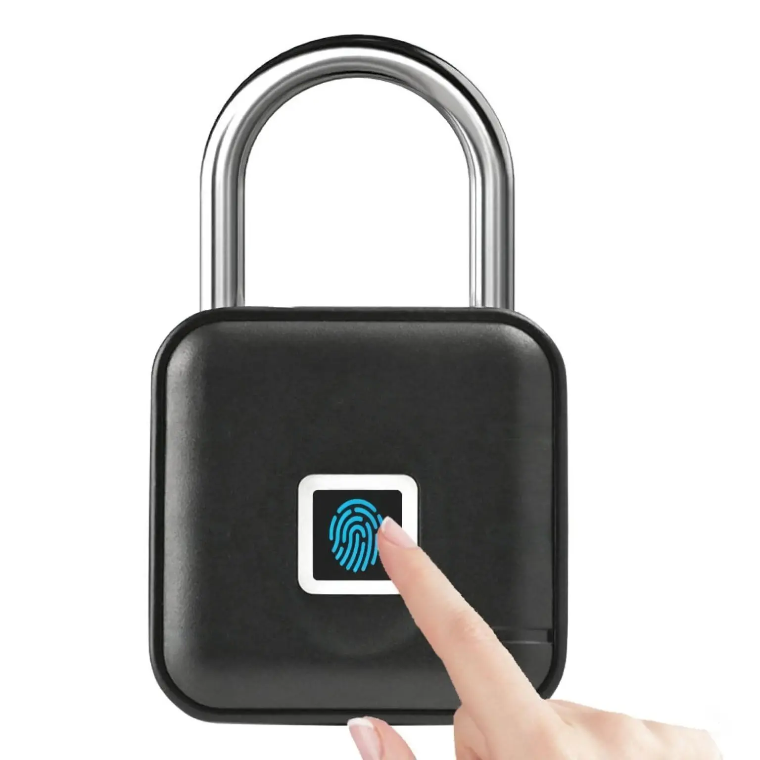 Black Durable Compact Stainless Steel Fingerprint Padlock - Waterproof, Keyless BLE Security Lock for Gym Locker, Indoor Storage Cabinets with Easy Sharing Function (Tools & Hardware, Door Hardware)
