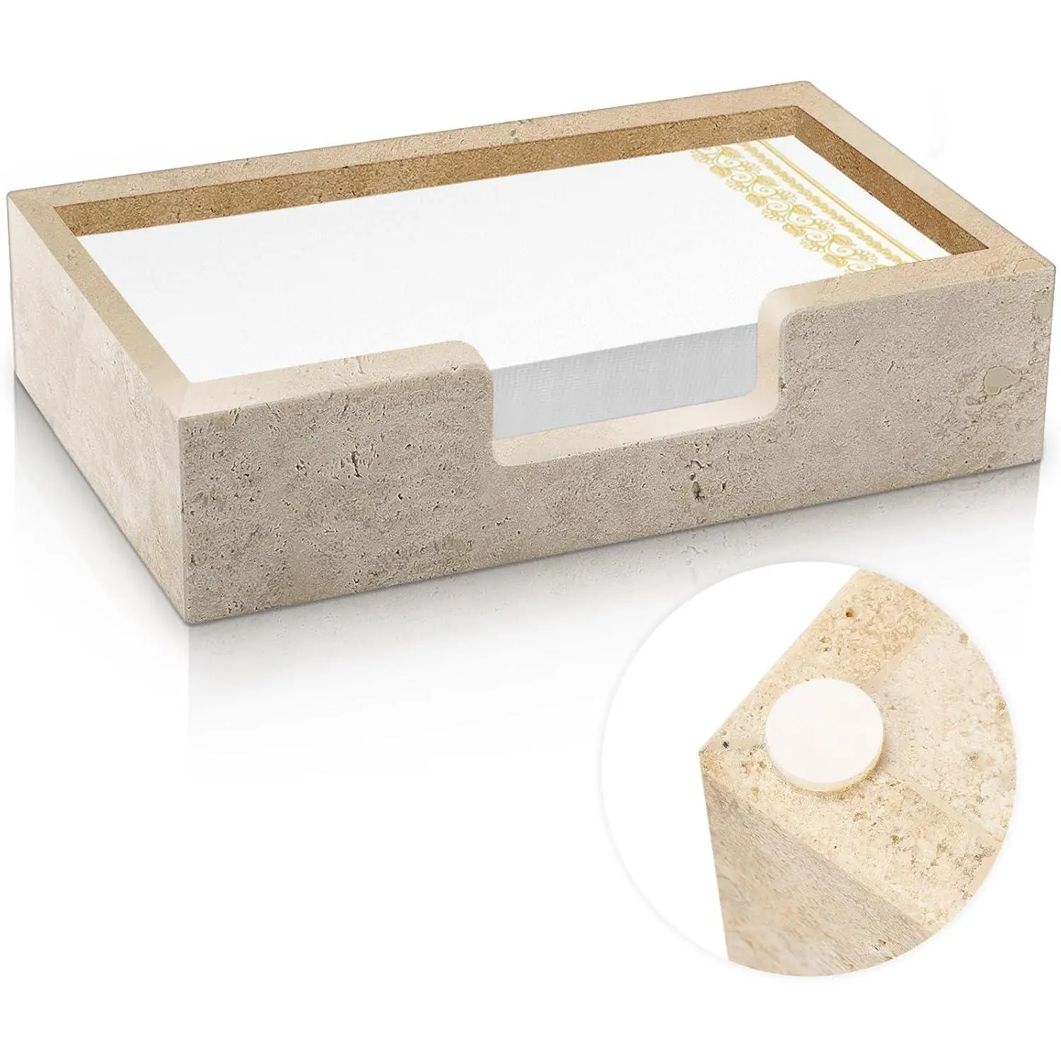 Beeveer Natural Travertine Guest Towel Holder Disposable Napkin Tray Dinner Paper Hand Basket for Bathroom Kitchen Restaurant Table Countertop(Guest Towel Tray)