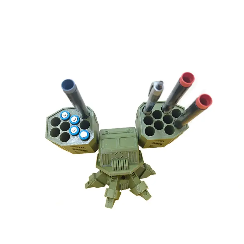 Military Model Style Battery Storage Rack, Anti-Aircraft Launcher Shape, Holds 20 Aa+aaa Batteries, Can Be Used as Pen Holder